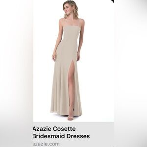 Azazie Cosette Bridesmaid Dress - color taupe - fabric Chiffon- size 6